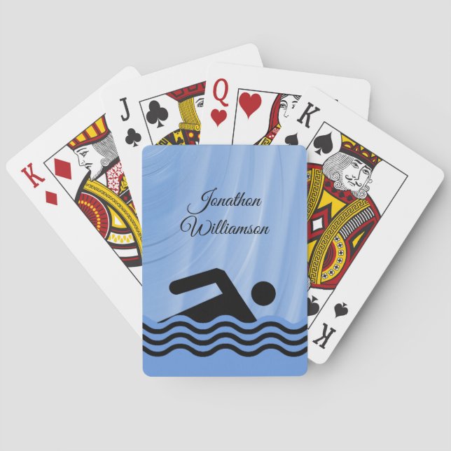 Swimming Sports silhouette of swimmer personalize Playing Cards (Back)