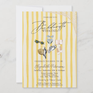 Swimming Suits Beach Yellow Stripes Bachelorette  Invitation