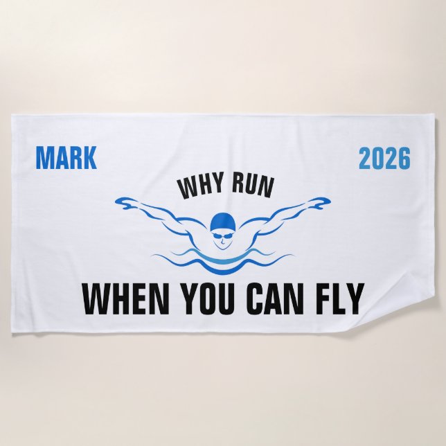 Swimming, Swim Team Pool, Gift For Swimmer, Senior Beach Towel (Front)
