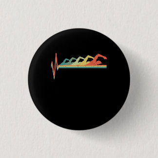 Swimming Swimmer Heartbeat  Gift Premium 1 Inch Round Button