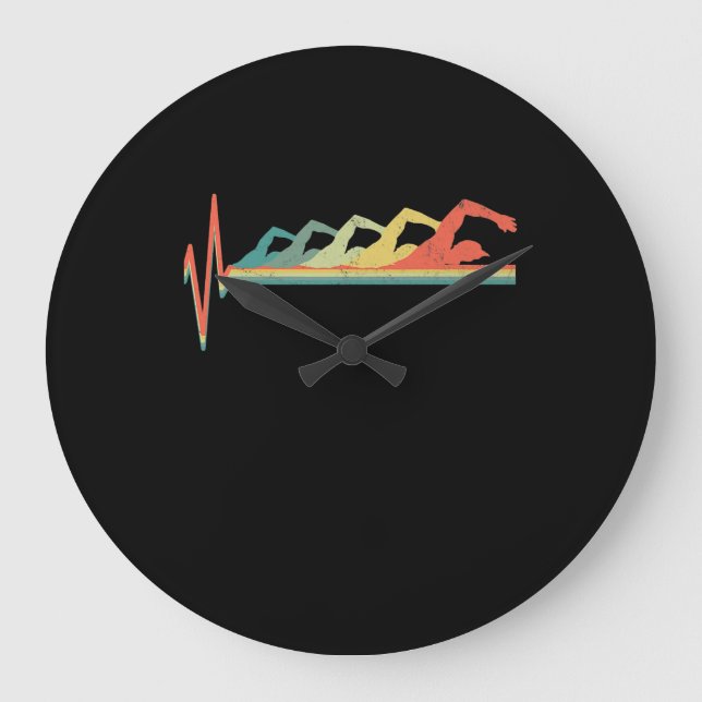 Swimming Swimmer Heartbeat  Gift Premium Large Clock (Front)