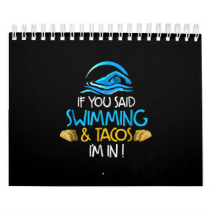 Swimming Taco Lover Funny Swim Team Men Women Calendar