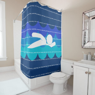 Swimming Text Design Shower Curtain