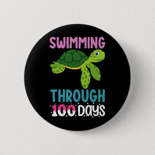 Swimming Through 100 Days Of School Turtle 2 Inch Round Button