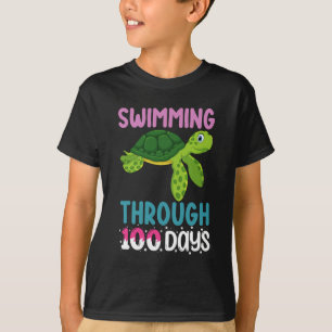 Swimming Through 100 Days Of School Turtle T-Shirt