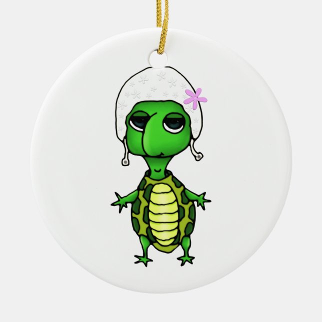 Swimming Turtle Ceramic Ornament (Front)