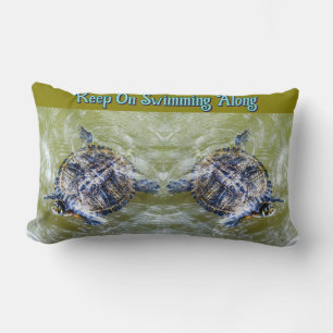 Swimming Turtle Says Hello Lumbar Pillow