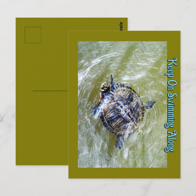 Swimming Turtle Says Hello Postcard (Front/Back)