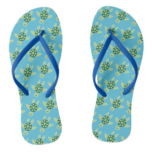 Swimming Turtles Blue Pattern Flip Flops