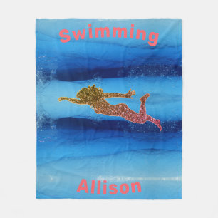 Swimming Under Water Girls Fleece Blanket