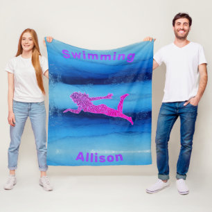 Swimming Under Water Girls Fleece Blanket
