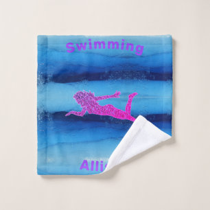 Swimming Under Water Girls Wash Cloth