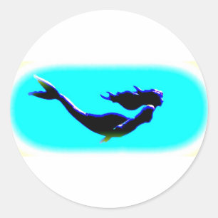 swimming underwater mermaid classic round sticker