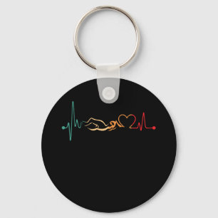 Swimming Vintage Swimmer Heartbeat Retro Gift Keychain