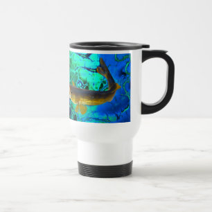 Swimming Walleye, Pickerel Fish Art Travel Mug