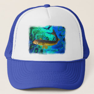 Swimming Walleye, Pickerel Fish Art Trucker Hat
