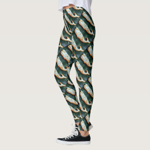swimming weathered wood whales leggings