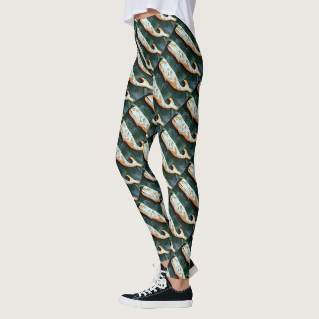 swimming weathered wood whales leggings (Left)