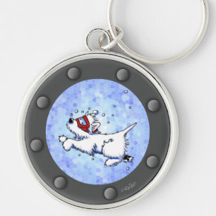 Swimming Westie Keychain