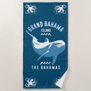 Swimming with Dolphins Grand Bahama Scuba Diving Beach Towel