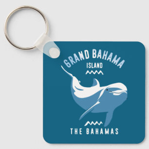 Swimming with Dolphins Grand Bahama Scuba Diving Keychain