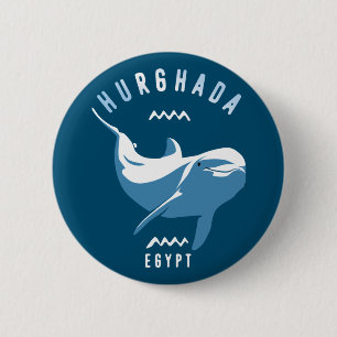 Swimming with Dolphins Hurghada Egypt T-Shirt 2 Inch Round Button