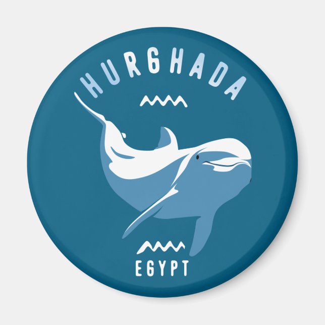 Swimming with Dolphins Hurghada Egypt T-Shirt Magnet (Front)