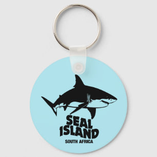 Swimming With Great White Sharks - Seal Island Keychain