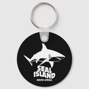 Swimming With Great White Sharks - Seal Island Keychain