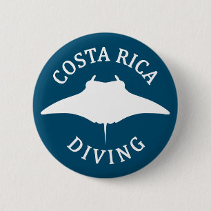 Swimming With Manta Ray - Costa Rica Scuba Diving 2 Inch Round Button