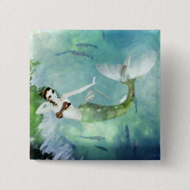 Swimming with Salmon Button (Front)