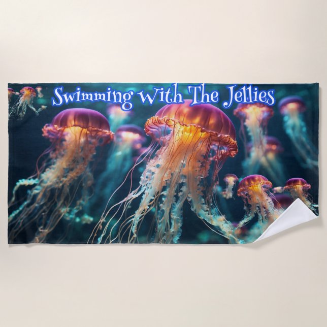 Swimming With The Jellies Beach Towel (Front)