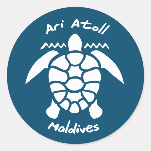 Swimming With Turtles at The Maldives on Ari Atoll Classic Round Sticker (Front)
