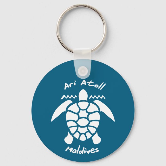 Swimming With Turtles at The Maldives on Ari Atoll Keychain (Front)