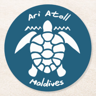 Swimming With Turtles at The Maldives on Ari Atoll Round Paper Coaster