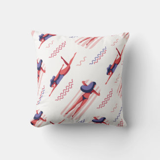 Swimming Woman Pattern Throw Pillow