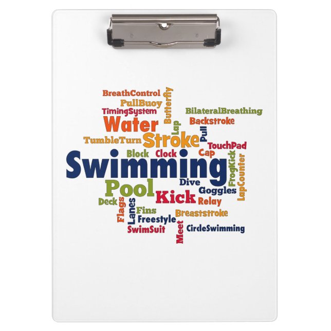 Swimming Word Cloud Clipboard (Front)