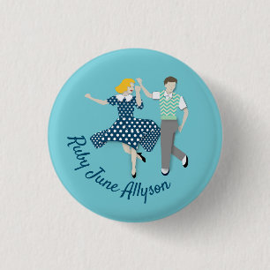 Swing Dance Couple 1 Inch Round Button
