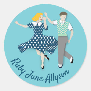 Swing Dance Couple Classic Round Sticker