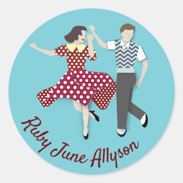 Swing Dance Couple Classic Round Sticker (Front)