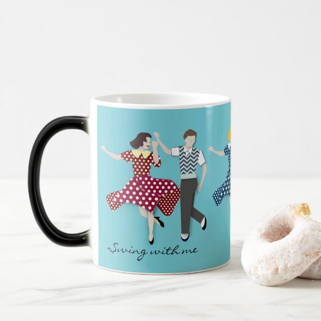 Swing Dance Couples Magic Mug (With Donut)