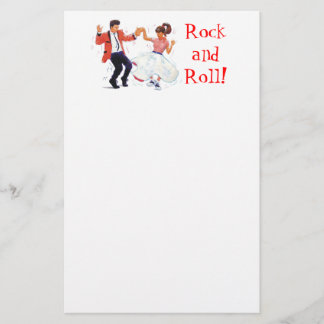 swing dancer poodle skirt & saddle shoes stationery