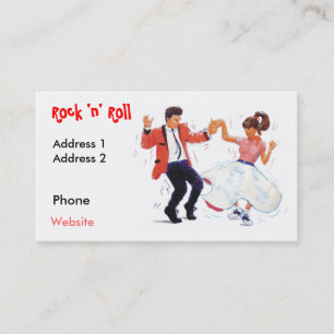 swing dancer with poodle skirt and saddle shoes po business card