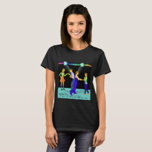 Swing Dancers On Musical Note Floor  T-Shirt