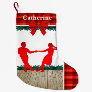 Swing  Dancers  With Red Plaid Small Christmas Stocking