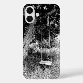 Swing in an Old Tree Black and White iPhone 16 Plus Case