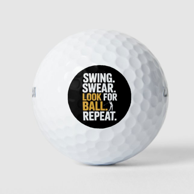 Swing Jurer Chercher La Balle Répéter Golf Golfeur (Devant)