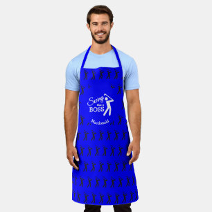 SWING LIKE A BOSS   Blue PERSONALIZED Golf Apron