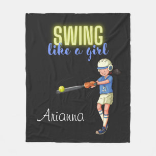 Swing Like A Girl Softball     Fleece Blanket