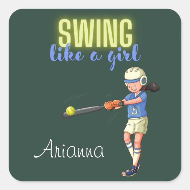 Swing Like A Girl Softball    Square Sticker (Front)